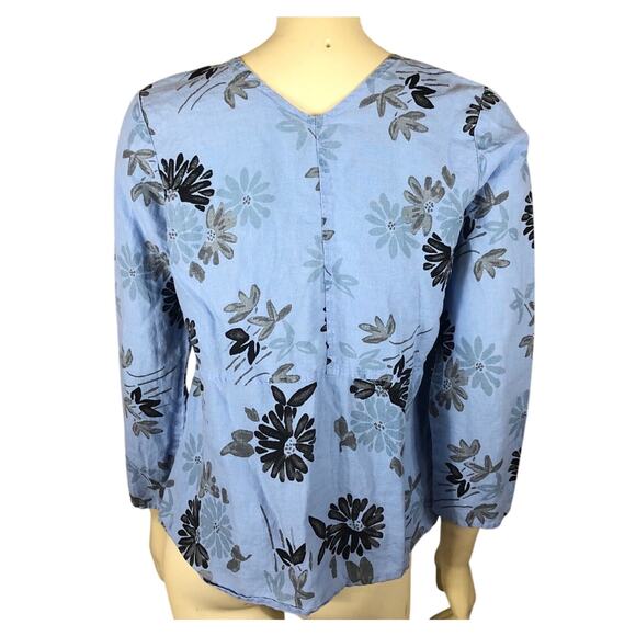 Habitat, clothes to live in blue floral linen button down blouse size xs - Picture 2 of 12